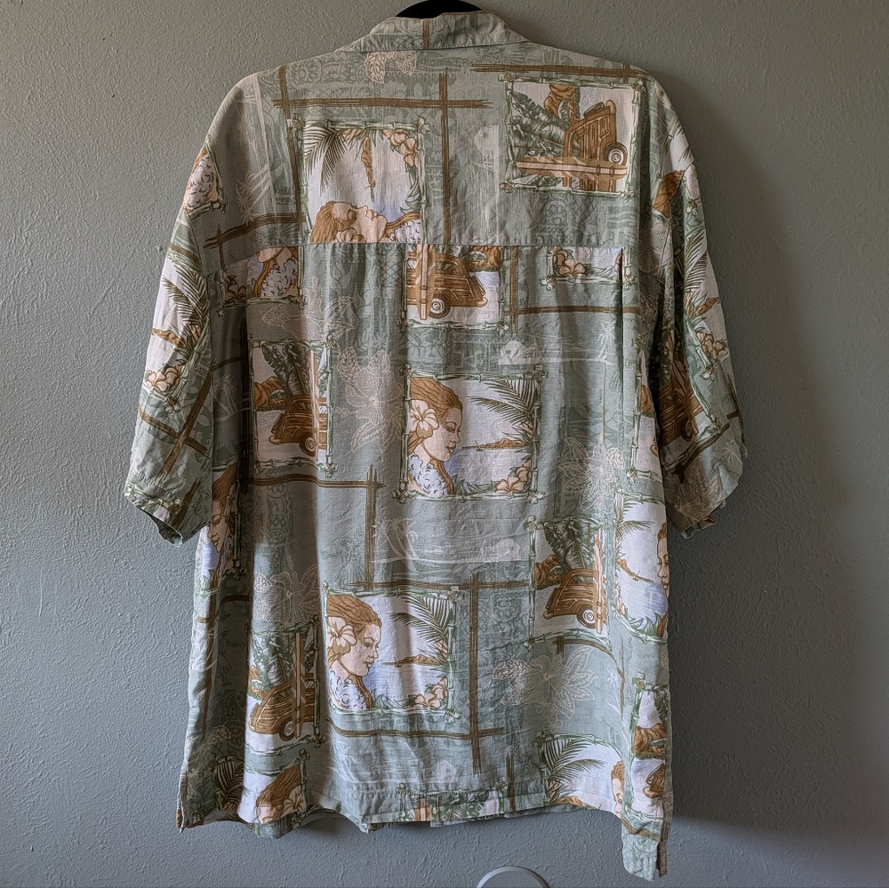 Bermuda Bay 100% Silk Hawaiian Tropical Print Button Up Shirt Size XL - Picture 5 of 6